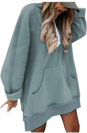 tuduoms Women's Long Hoodie Super Soft Lightweight Warm Fleece Anorak Pullover Fall Winter Casual Oversized Tunic Sweatshirt