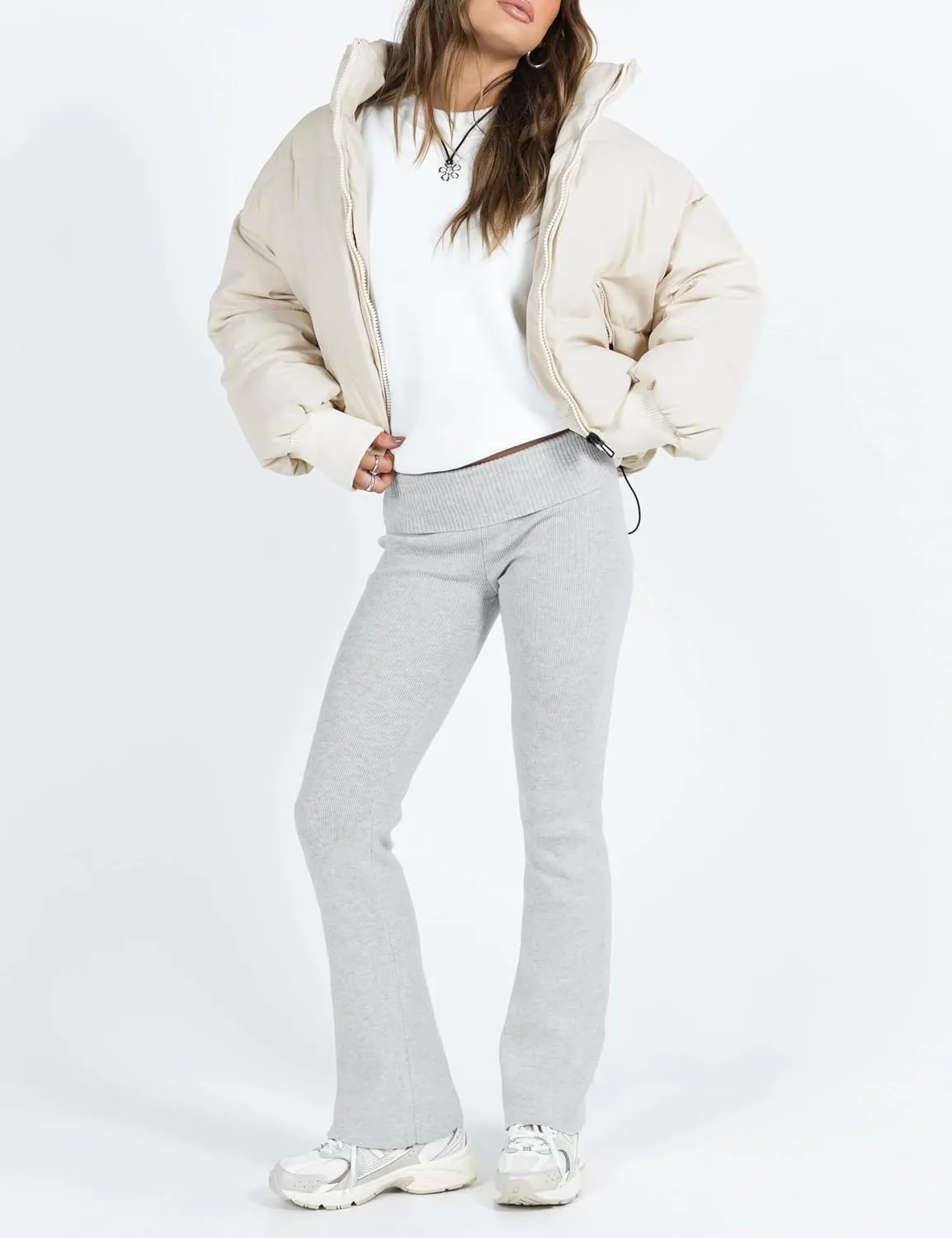 UANEO Puffer Jacket Womens Oversized Cropped Puffy Quilted Winter Jackets Coat