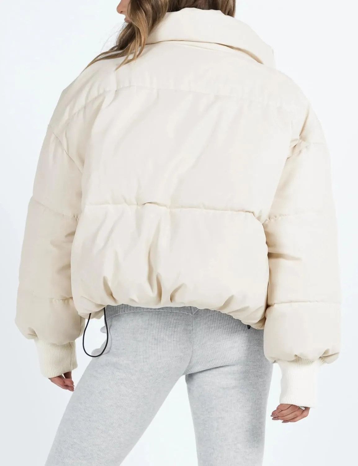 UANEO Puffer Jacket Womens Oversized Cropped Puffy Quilted Winter Jackets Coat