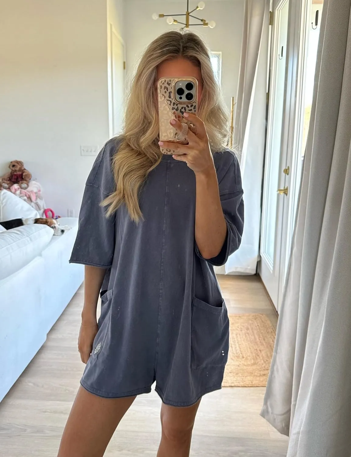 UANEO Rompers for Women Casual Oversized Athletic Jumpsuits Overalls Workout Hot Shot Tee Romper