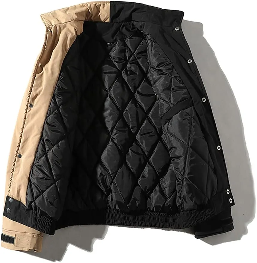 USDBE Winter Warm Cotton-Padded Coats Men Patchwork Thicken Jackets Outerwear