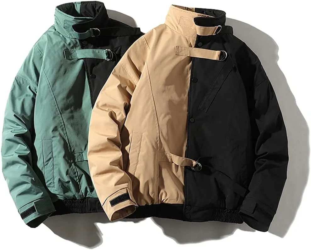 USDBE Winter Warm Cotton-Padded Coats Men Patchwork Thicken Jackets Outerwear
