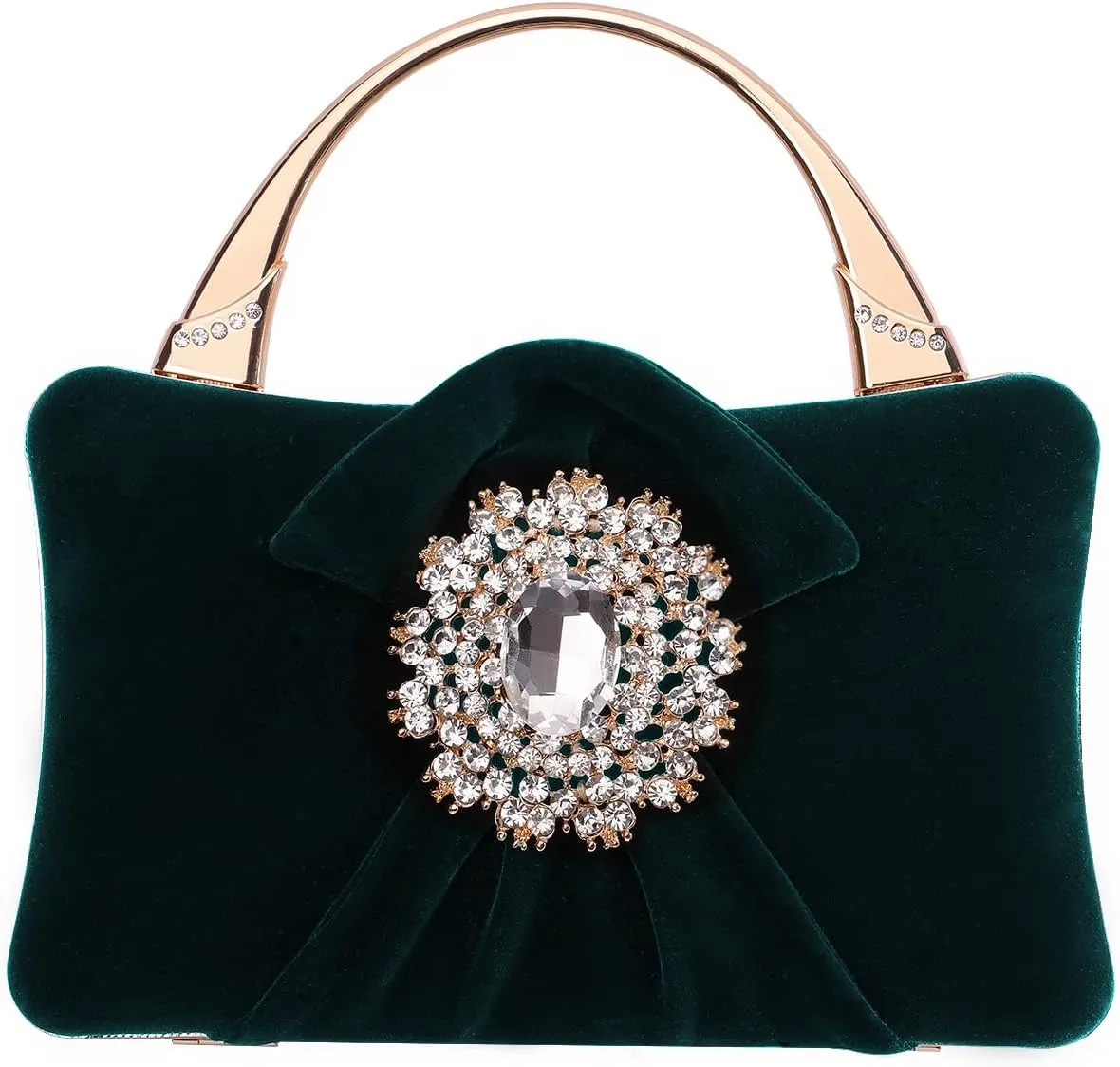 Velvet Evening Bags For Women With Flower Closure Rhinestone Crystal Embellished Clutch Purse For Party Wedding