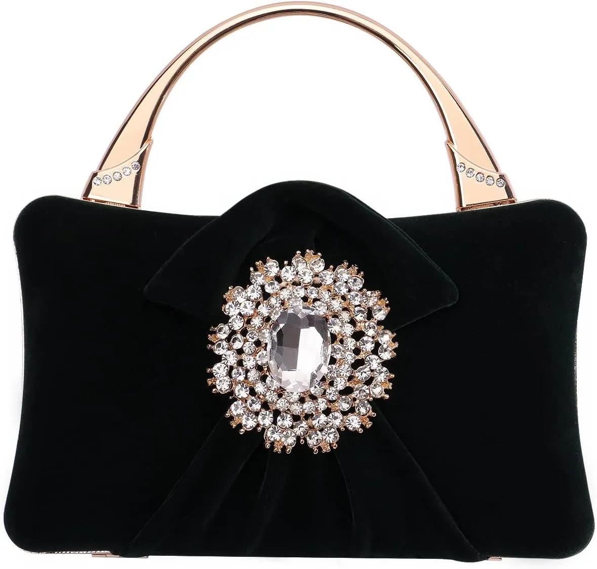 Velvet Evening Bags For Women With Flower Closure Rhinestone Crystal Embellished Clutch Purse For Party Wedding