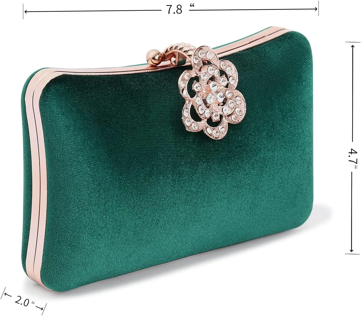 Velvet Evening Bags For Women With Flower Closure Rhinestone Crystal Embellished Clutch Purse For Party Wedding