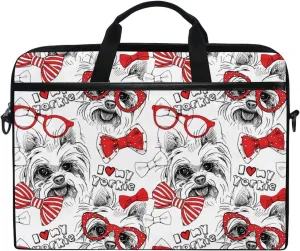 VIKKO Cute Yorkie Dogs with Sunglasses Laptop Bag for Most 11.6-14inch Laptops/Tablets/Ultrabooks, Stylish Shockproof Laptop Case Sleeve Briefcase Computer Bag with Shoulder Strap