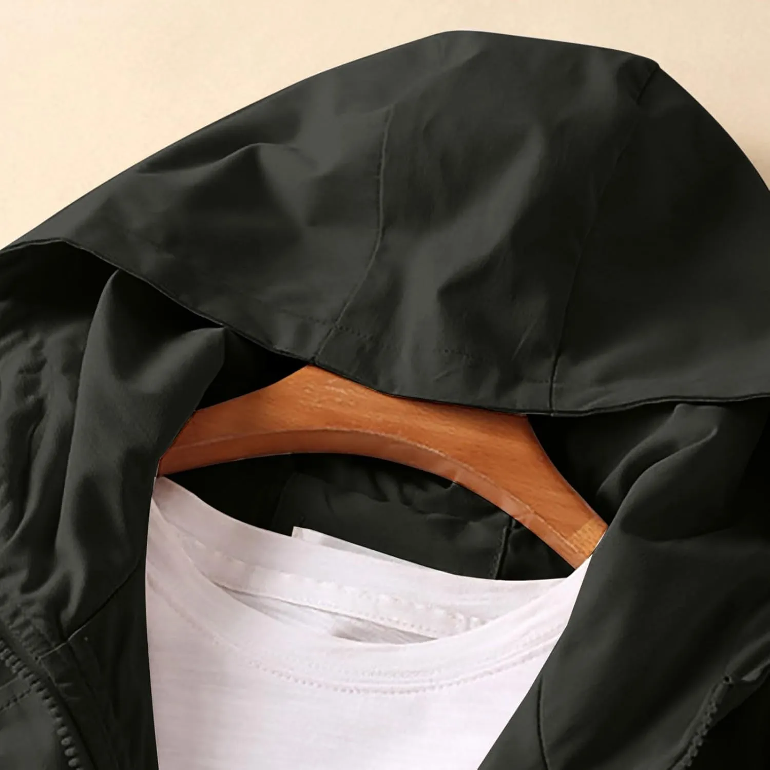 Windbreaker Jackets for Women Windproof Plus Size Casual Hoodie Coat Waterproof Trench Hiking Outdoor Raincoat