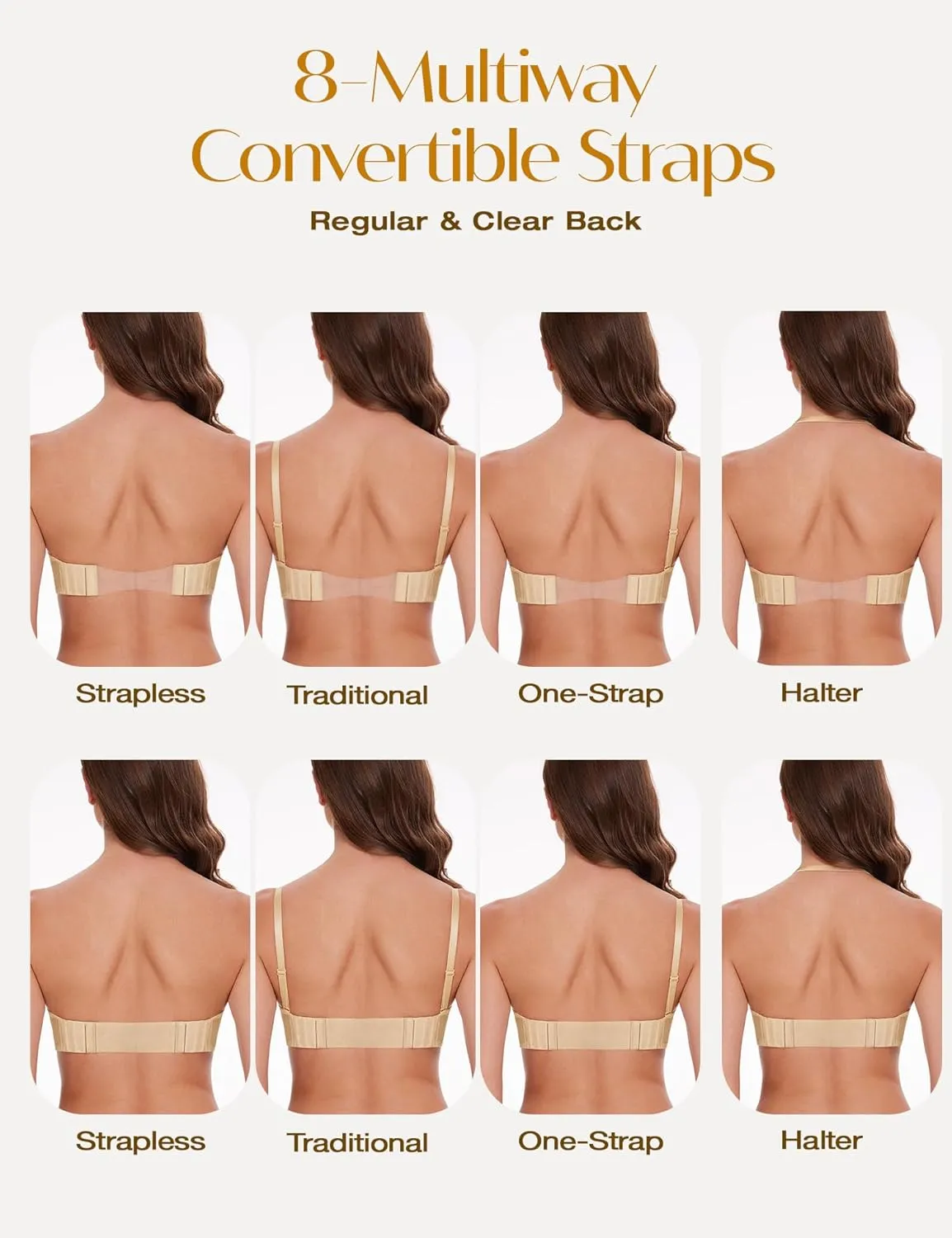 Wingslove Women's Deep V Plunge Strapless Bra Multiway Push Up Low-Cut Bras Wireless Red Carpet Clear Back