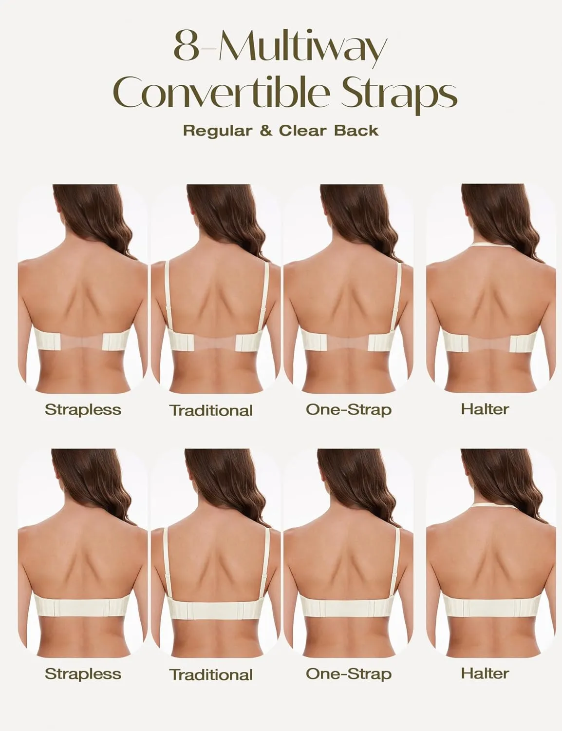 Wingslove Women's Deep V Plunge Strapless Bra Multiway Push Up Low-Cut Bras Wireless Red Carpet Clear Back