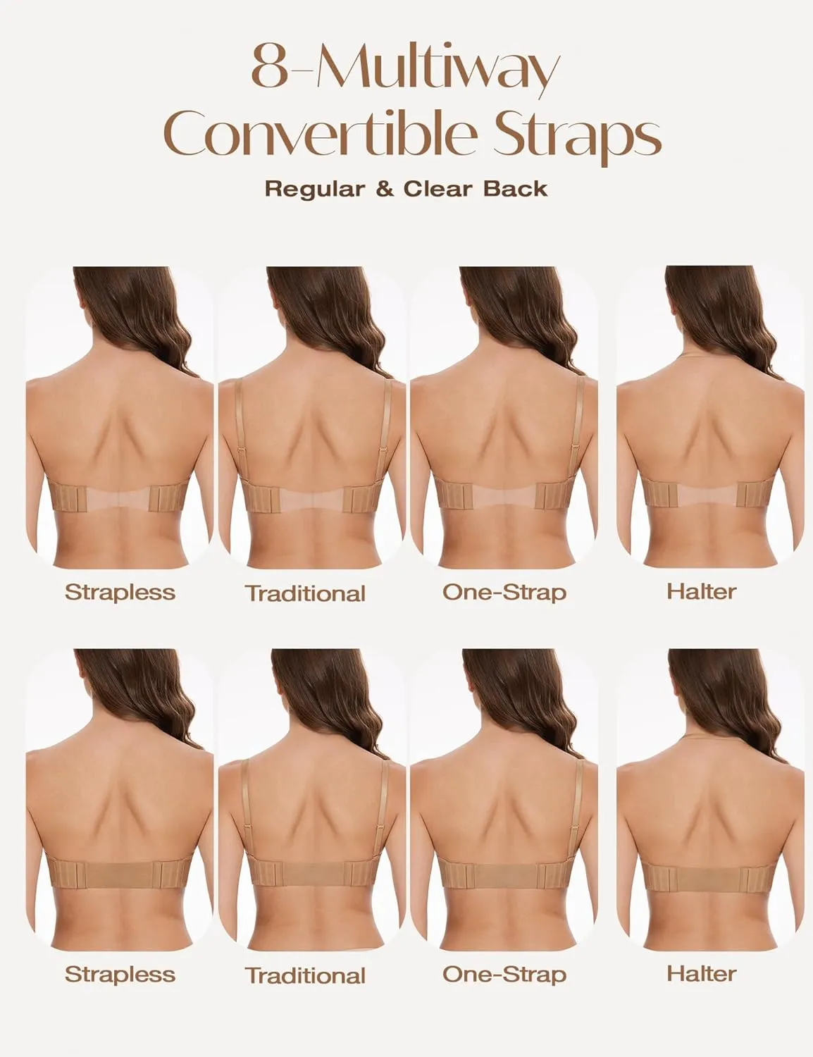 Wingslove Women's Deep V Plunge Strapless Bra Multiway Push Up Low-Cut Bras Wireless Red Carpet Clear Back
