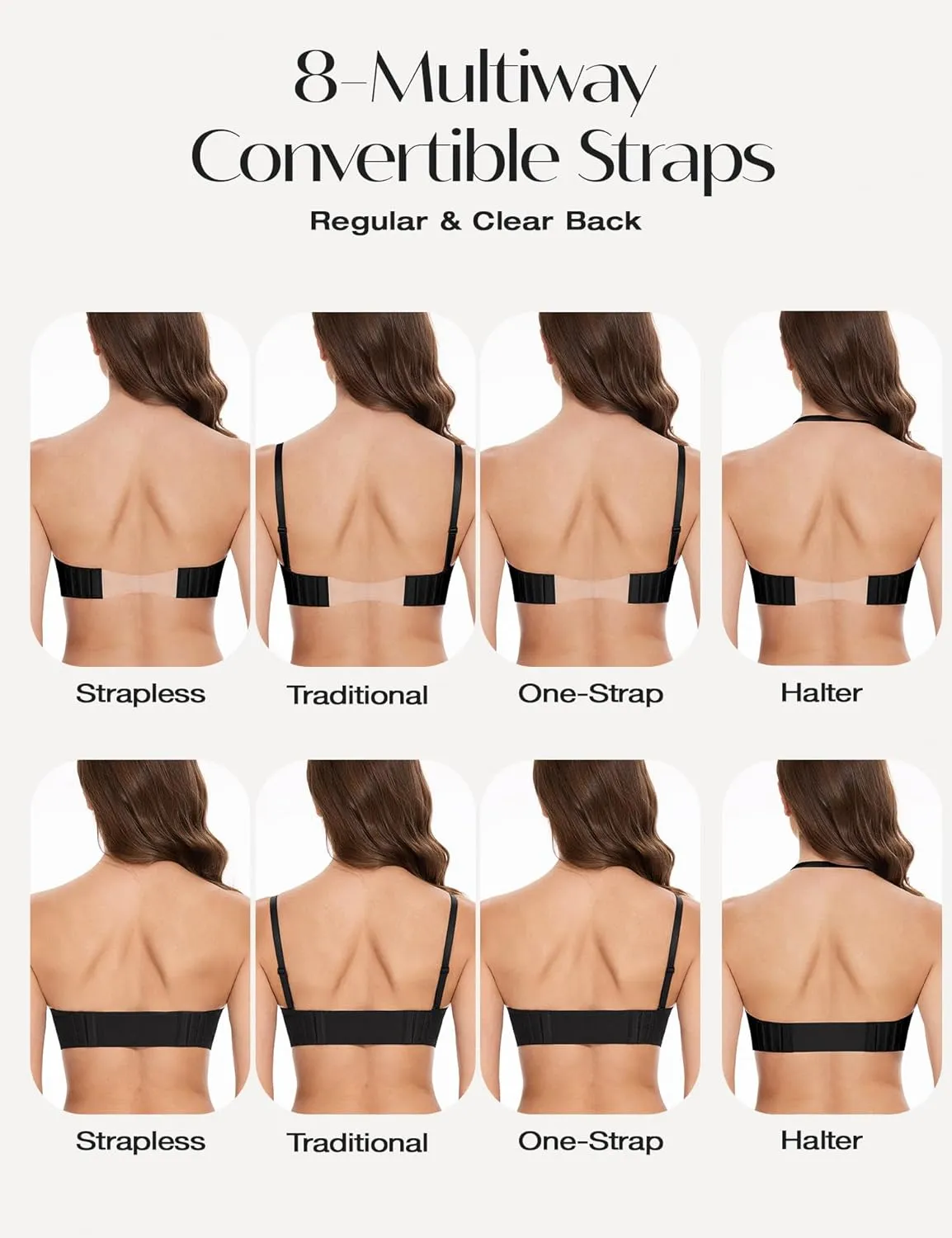 Wingslove Women's Deep V Plunge Strapless Bra Multiway Push Up Low-Cut Bras Wireless Red Carpet Clear Back