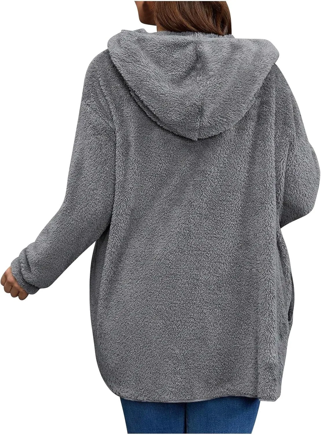 Winter Cardigan for Women Oversized Sherpa Jacket Fleece Long Sleeve Hoodies Casual Warm Coat Loose Fit Tops