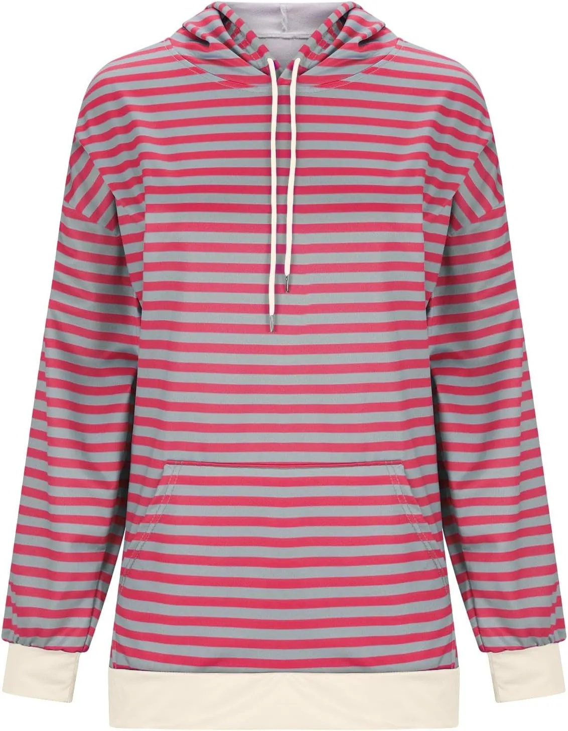 Women 2024 Striped Hoodies Sweatshirt Drawstring Cute Pullover Sweatshirts Long Sleeve Shirts Tops Trendy Fall Clothes