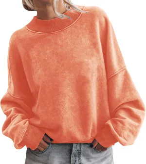 Women Casual Oversized Long Sleeve Crewneck Sweatshirt Pullover Tops, S-XXL