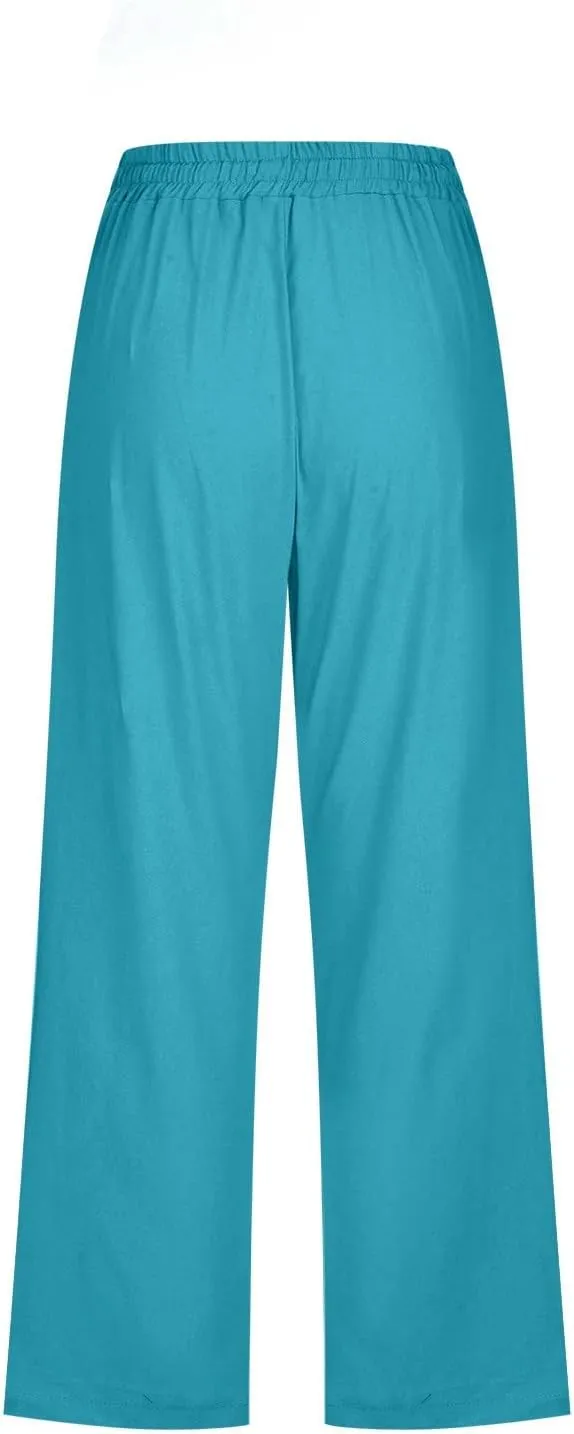 Women Casual Striped Shorts Drawstring Comfy Elastic Waist Beach Shorts Pockets Mid-Rise Straight Leg Bermuda Cropped Short