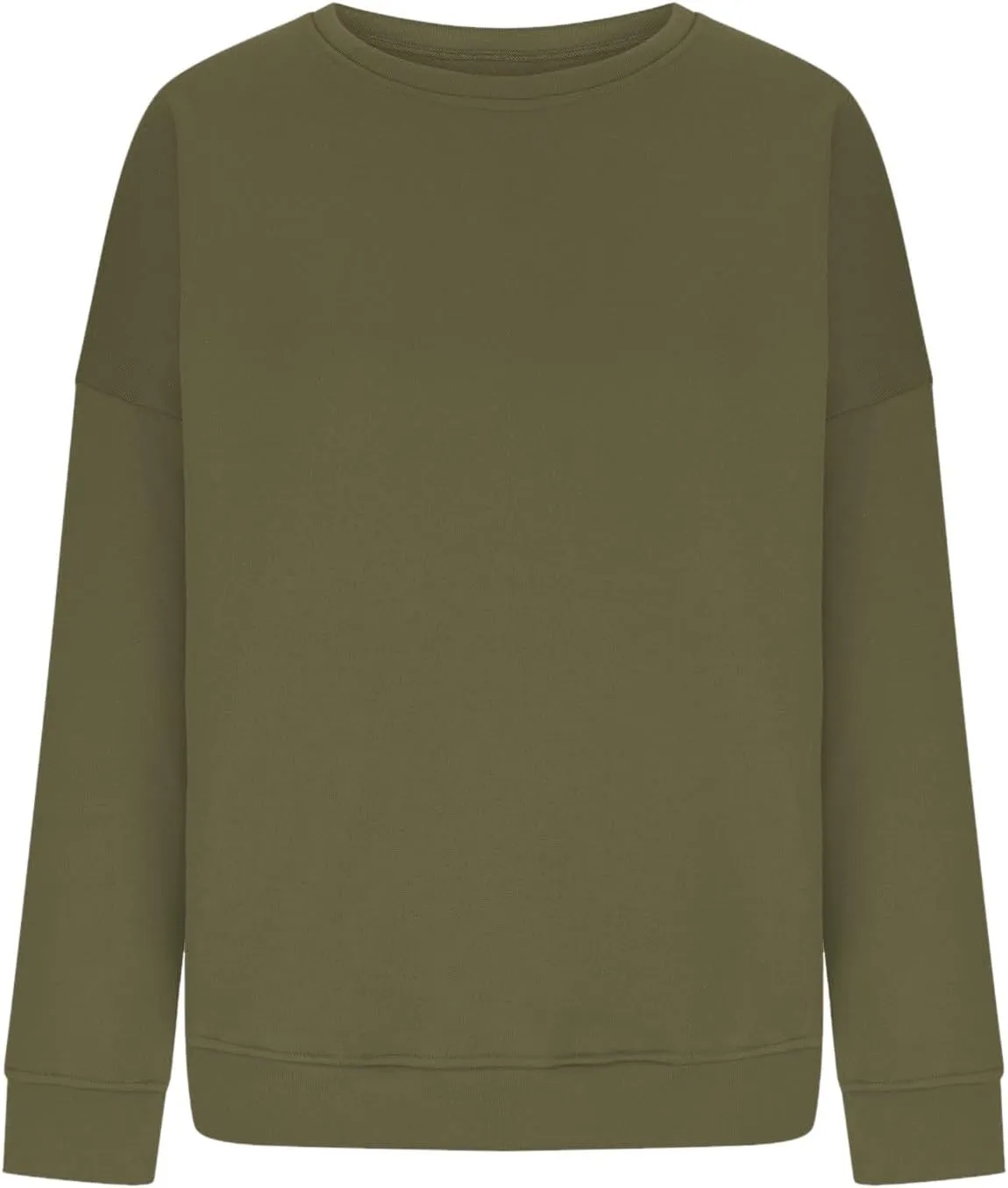 Women Crew Neck Sweatshirts Drop Shoulder Fleece Oversized Sweatshirts Long Sleeve Casual Loose Pullover Cozy Sweater