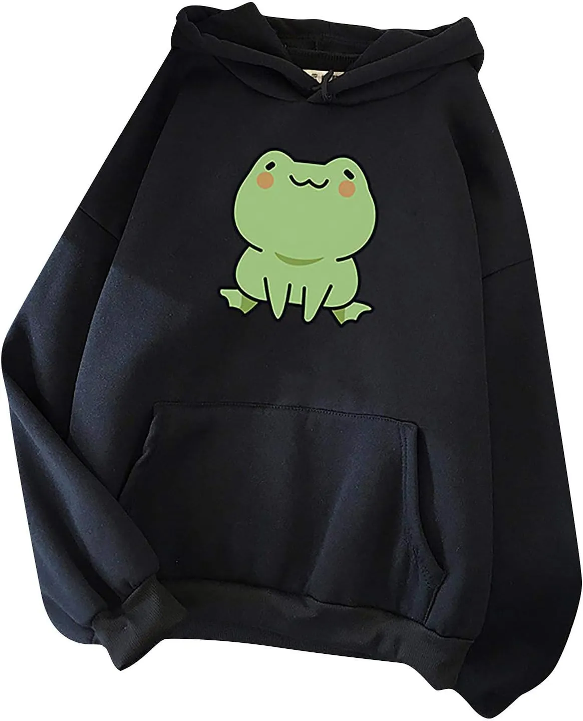 Women Cute Frog Graphic Hoodies Sweatshirts Oversized Casual Long Sleeve Drawstring Pullover with Pocket