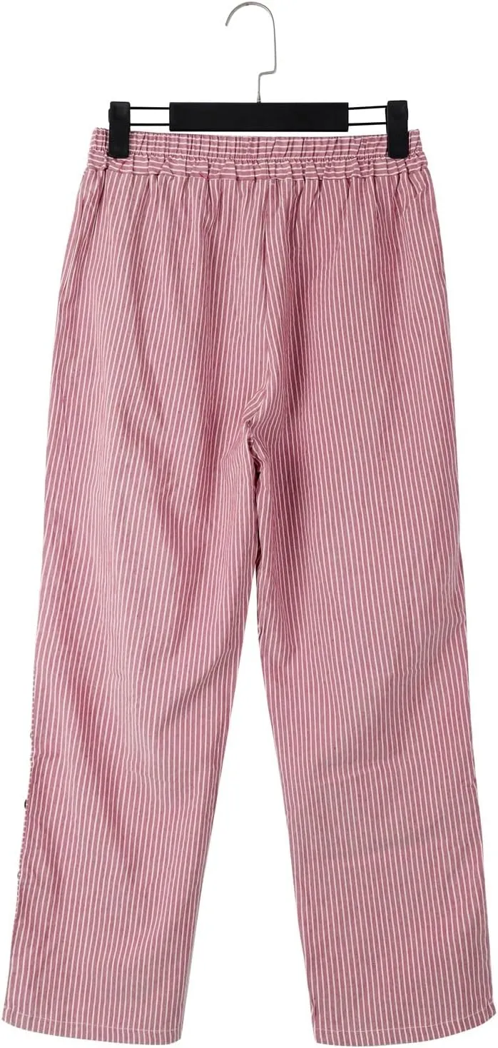 Women Linen Pants High Waist Adjustable High Waisted Dressy Trousers Linen Pants Women Summer Solid Lounge Long Trousers