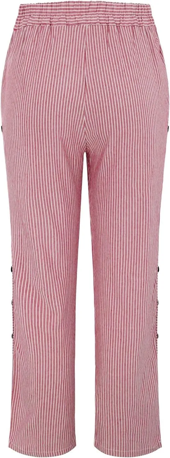 Women Linen Pants High Waist Adjustable High Waisted Dressy Trousers Linen Pants Women Summer Solid Lounge Long Trousers
