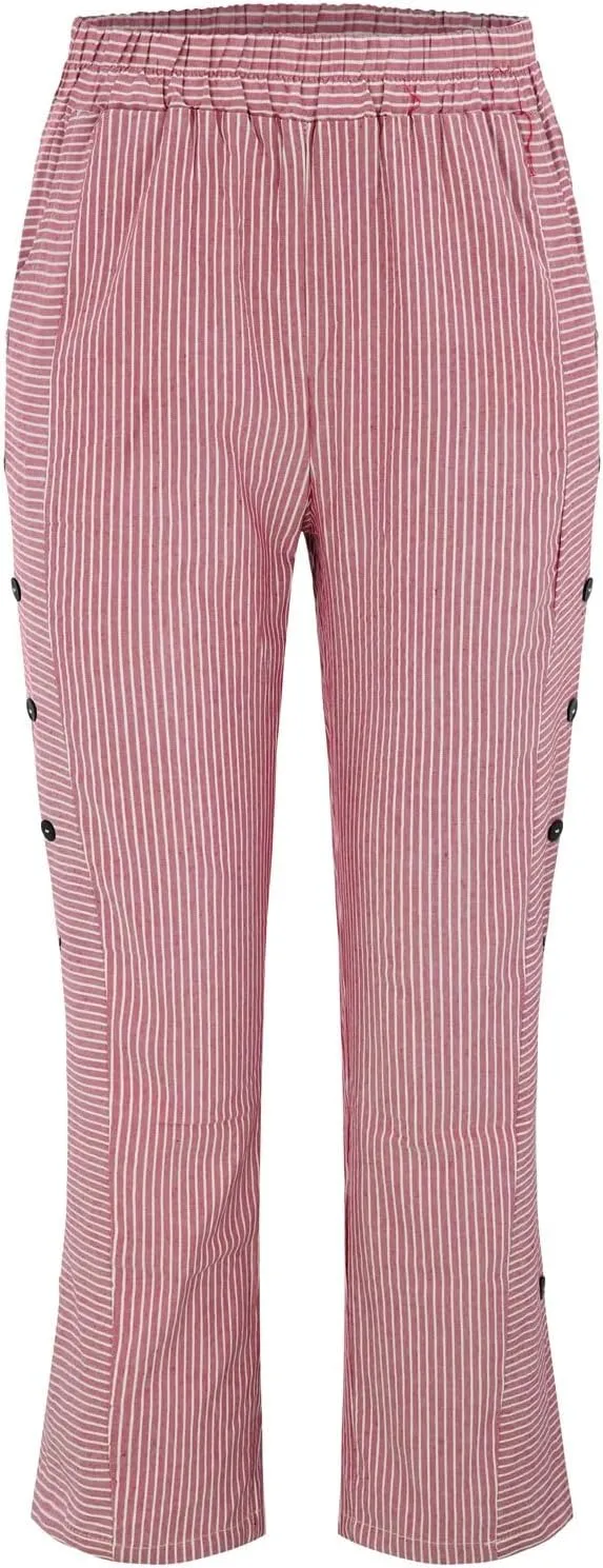 Women Linen Pants High Waist Adjustable High Waisted Dressy Trousers Linen Pants Women Summer Solid Lounge Long Trousers
