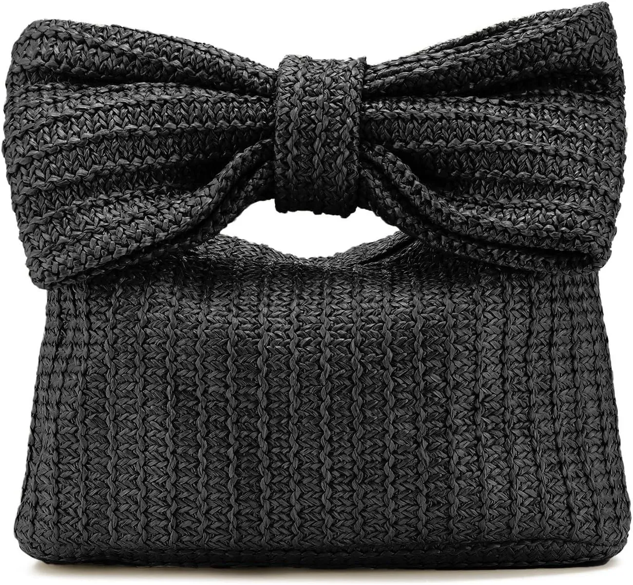 Women Straw Clutch Purses Bow Purse Summer Beach Bags Stylish Handmade Woven Handbags for Party Wedding Vacation