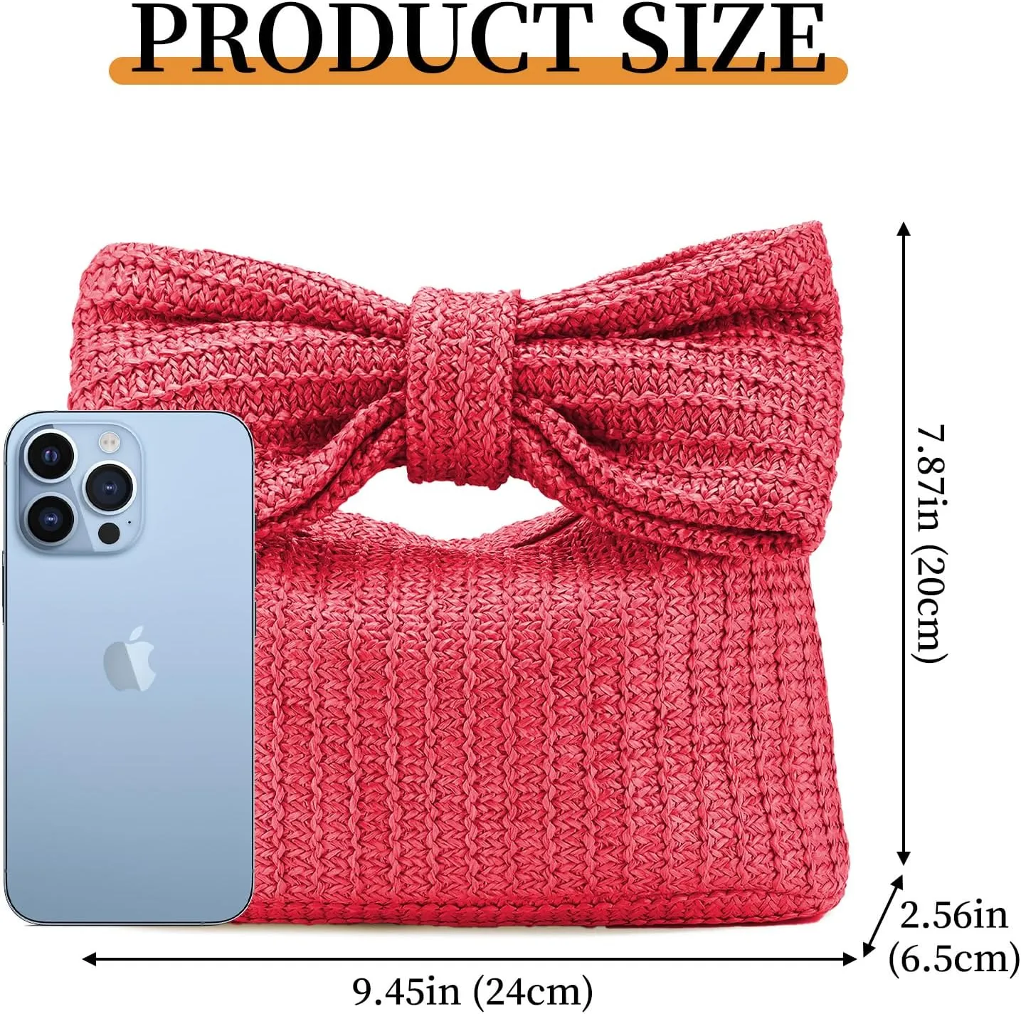 Women Straw Clutch Purses Bow Purse Summer Beach Bags Stylish Handmade Woven Handbags for Party Wedding Vacation