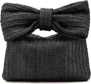 Women Straw Clutch Purses Bow Purse Summer Beach Bags Stylish Handmade Woven Handbags for Party Wedding Vacation