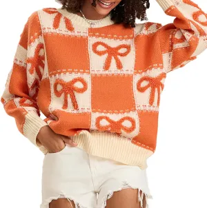 Women Y2K Graphic Knit Sweater Lobster Print Long Sleeve Loose Fit Sweater Vintage Oversized Pullover Top