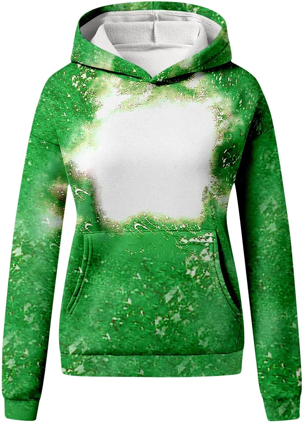 Womens Bleached Blank Print Hoodies Long Sleeve Casual 2024 Fall Oversized Pullover Tops Sweatshirt with Pockets