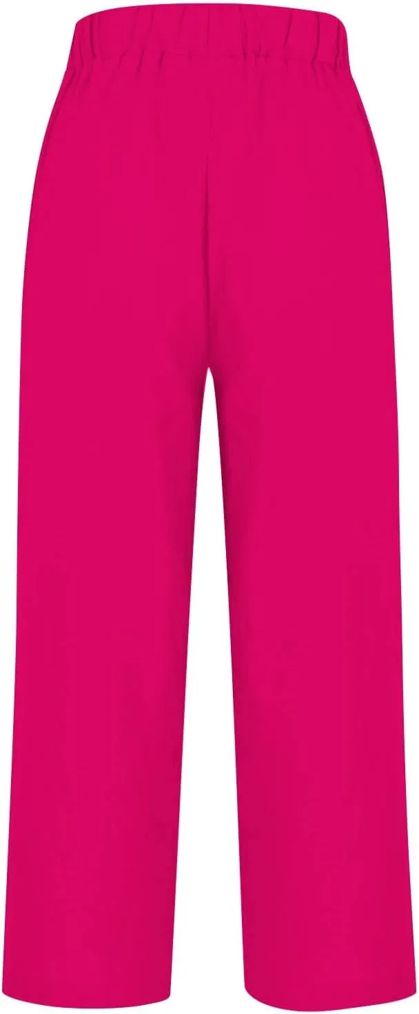 Womens Casual Boho Linen Pants Floral Cotton Linen Casual Pants Drawstring Linen Pants Women Women's Cotton Linen
