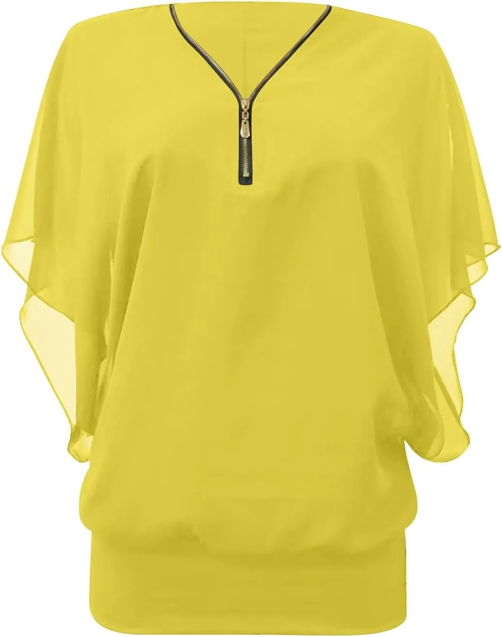 Women's Casual Short Sleeve Tops Shirt Ladies V Neck Zipper Loose Solid Color Work Office T-Shirt Blouse Tee Top