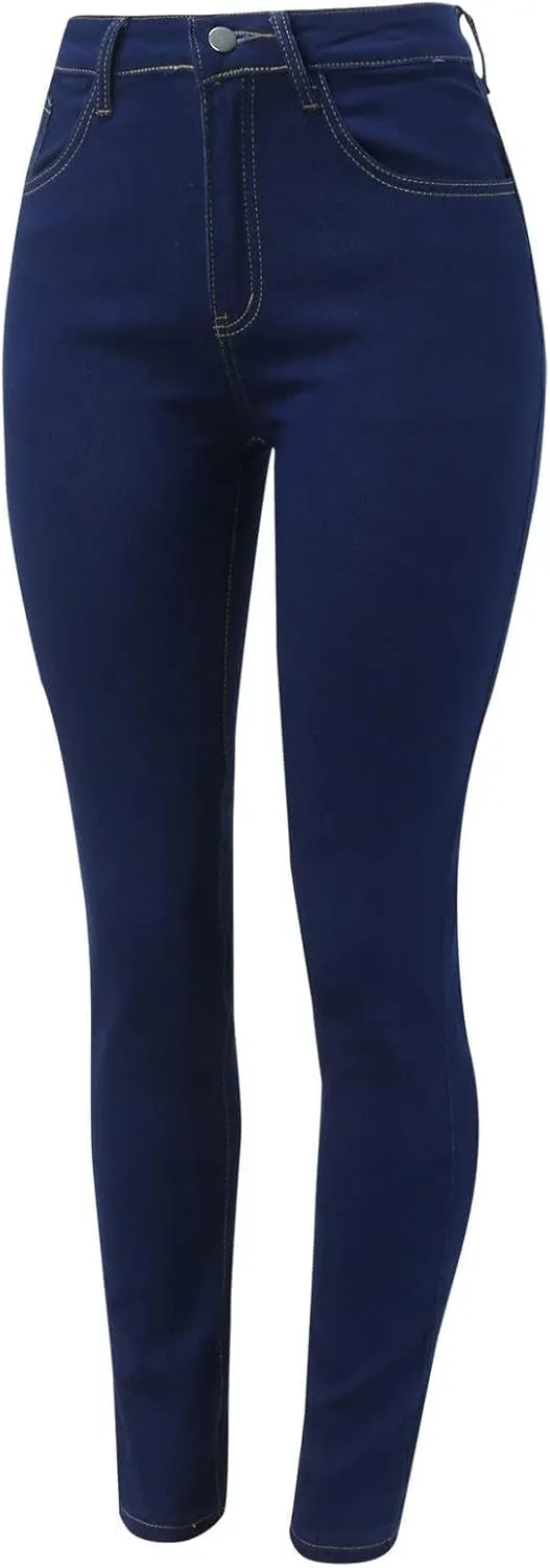 Women's Classic Slim Fit Pull-On Jeans Pants Butt Lifting Stretchy High Waist Straight Leg Denim Trousers with Pockets