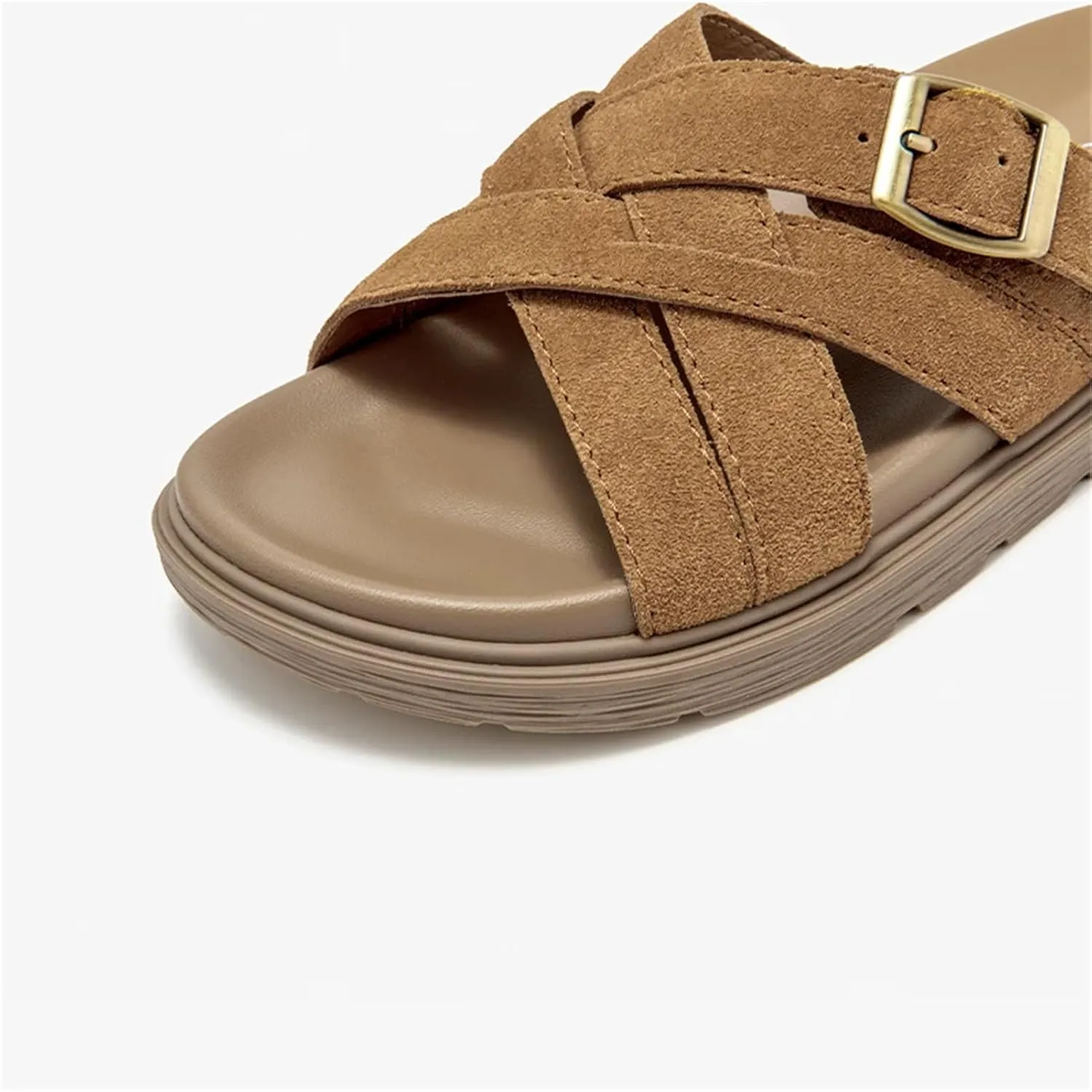 Women's Cow Suede Solid Color Slippers - Open Toe Summer Flats