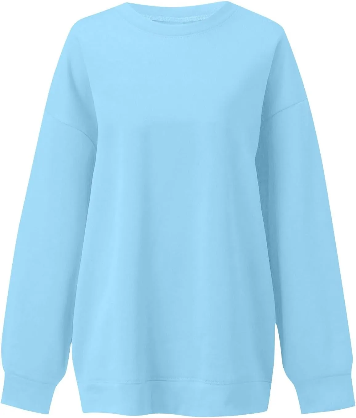 Women's Crewneck Sweatshirts 2024 Womens Fashion Long Sleeve Solid Colour Loose Fit Pullover Sweatshirt Tops