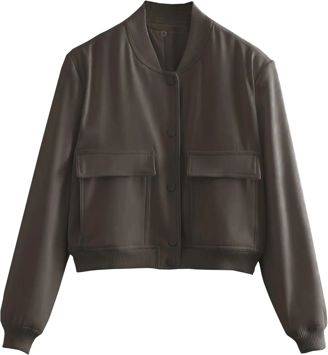 Womens Cropped Bomber Jacket Button Down Varsity Jackets Shackets with Pockets