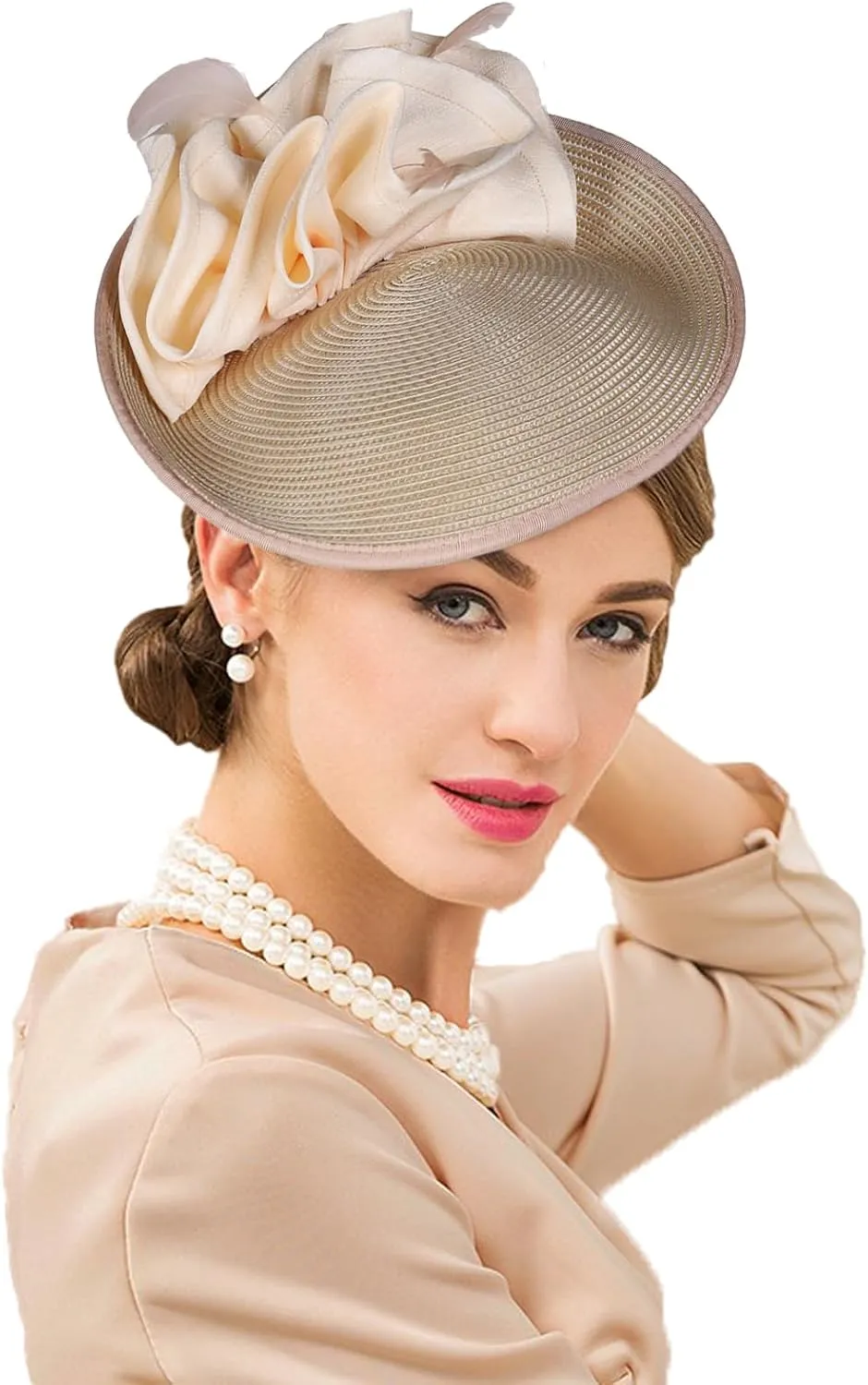 Women's Derby Hat Tea Party Fascinator Kentucky Church Hats Cocktail Wedding Pillbox Hat Headband