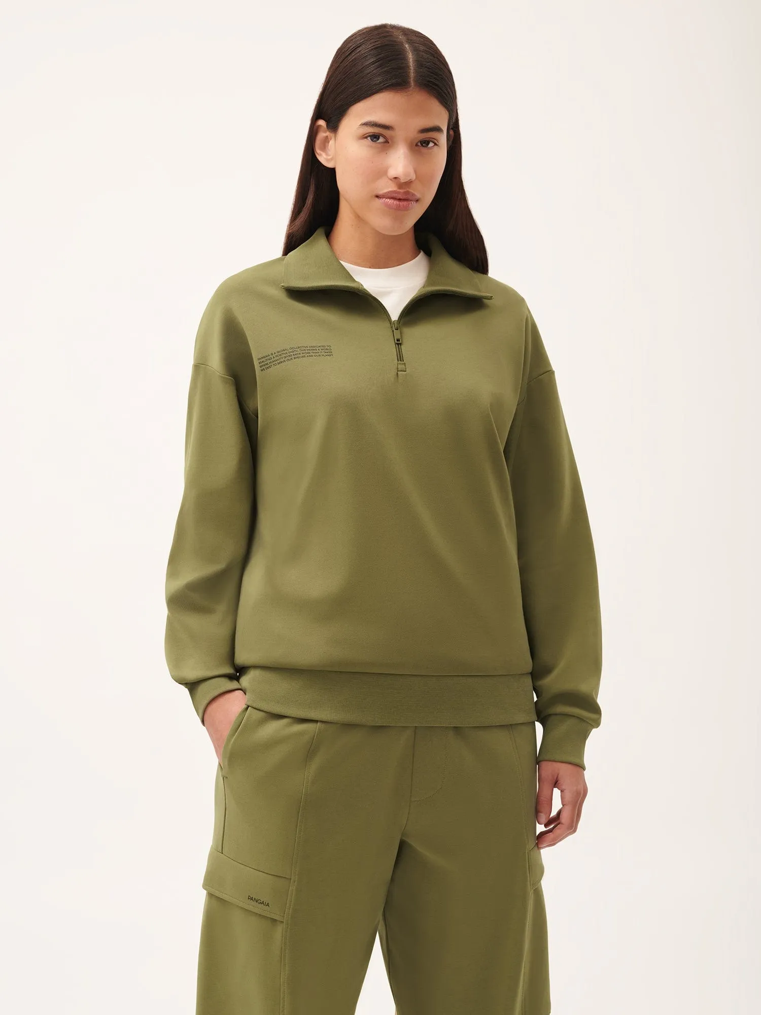 Womens DNA Double Jersey Half Zip Sweatshirthighland green