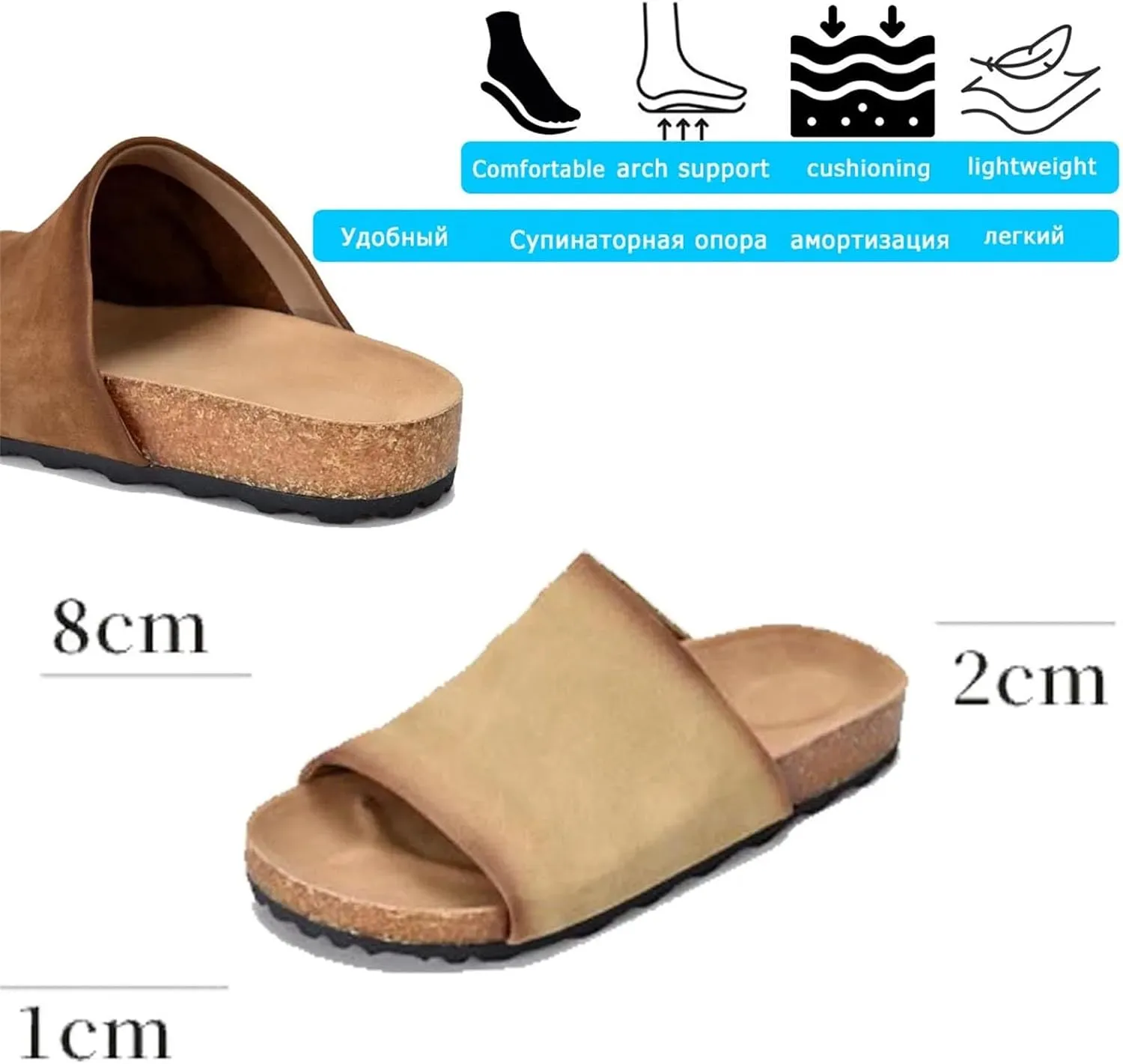 Women's Ethnic Cow Suede Flats - 2cm Peep Toe Summer Comfy