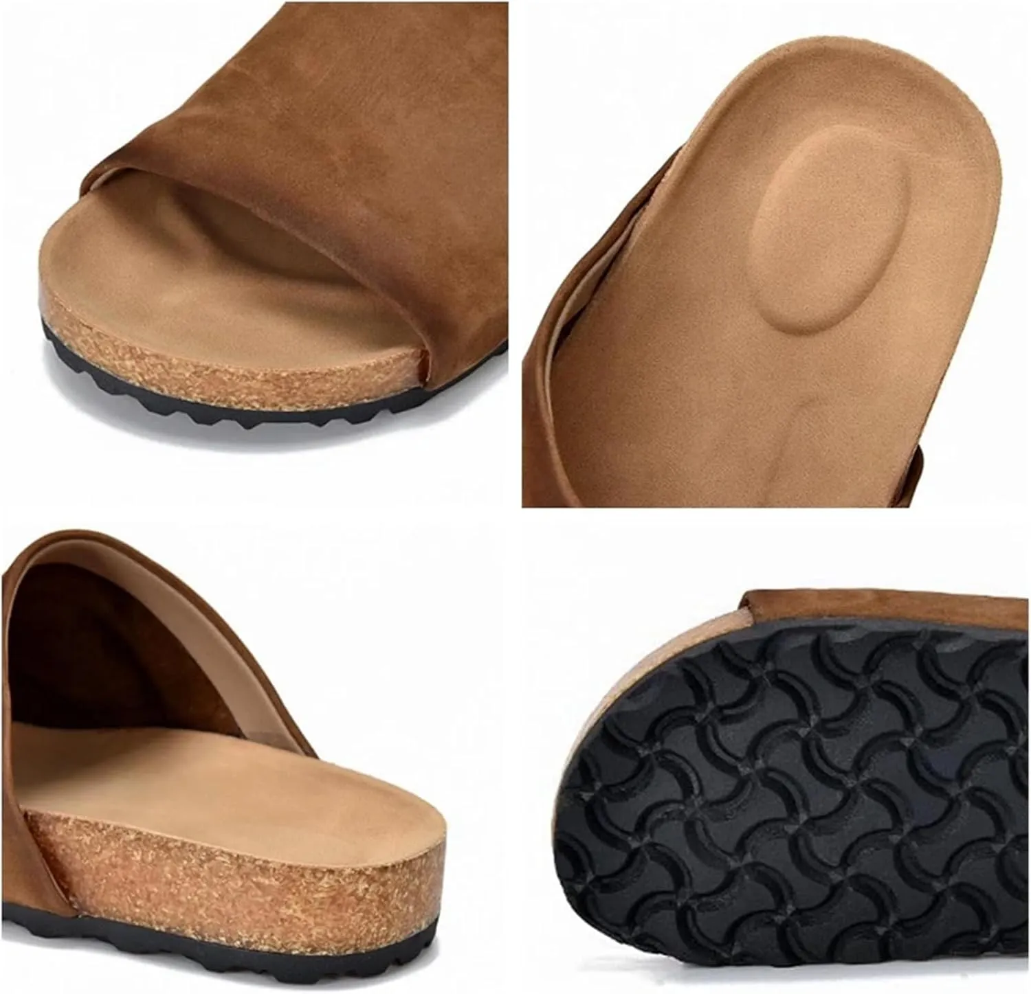 Women's Ethnic Cow Suede Flats - 2cm Peep Toe Summer Comfy