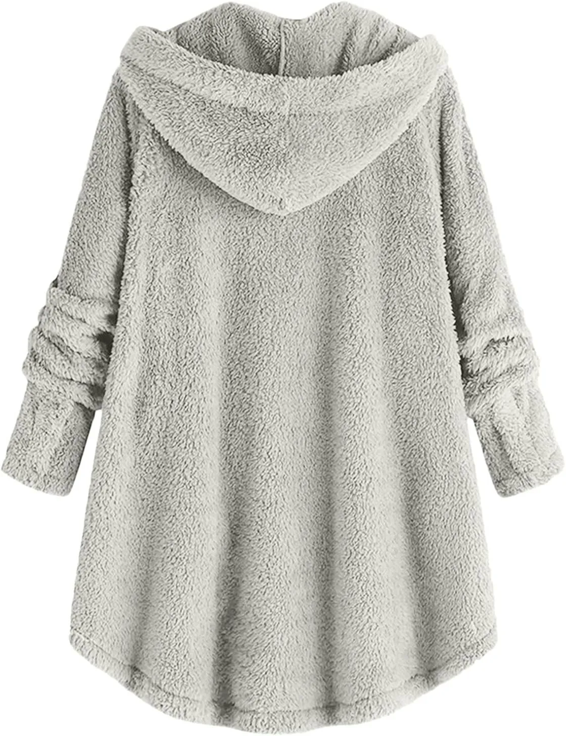 Womens Fuzzy Fleece Sherpa Hoodies Fashion Button Down Teddy Coat Oversized Sweatshirt with Pockets Jackets Cardigan