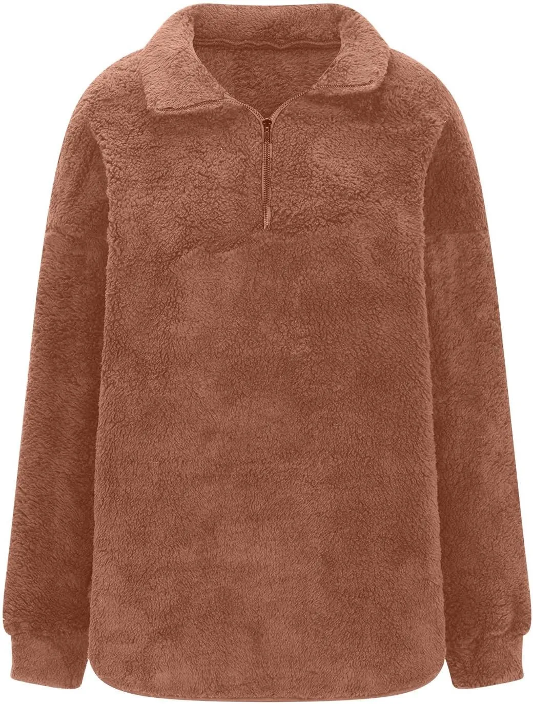 Womens Half Zip Sherpa Pullover Fuzzy Fleece Oversized Sweatshirts Long Sleeve Winter Warm Outerwear With Pockets
