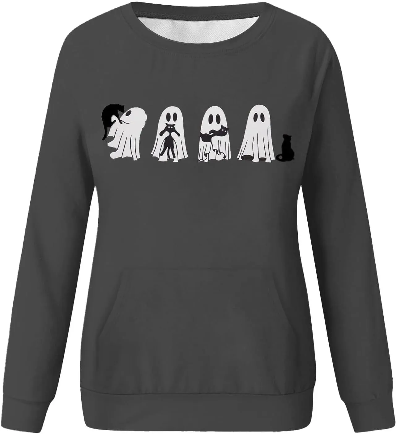 Womens Halooween Sweatshirt Regular Fit Cute Graphic Long Sleeve Crewneck Pullover Tunics Casual Fall Lightweight Top