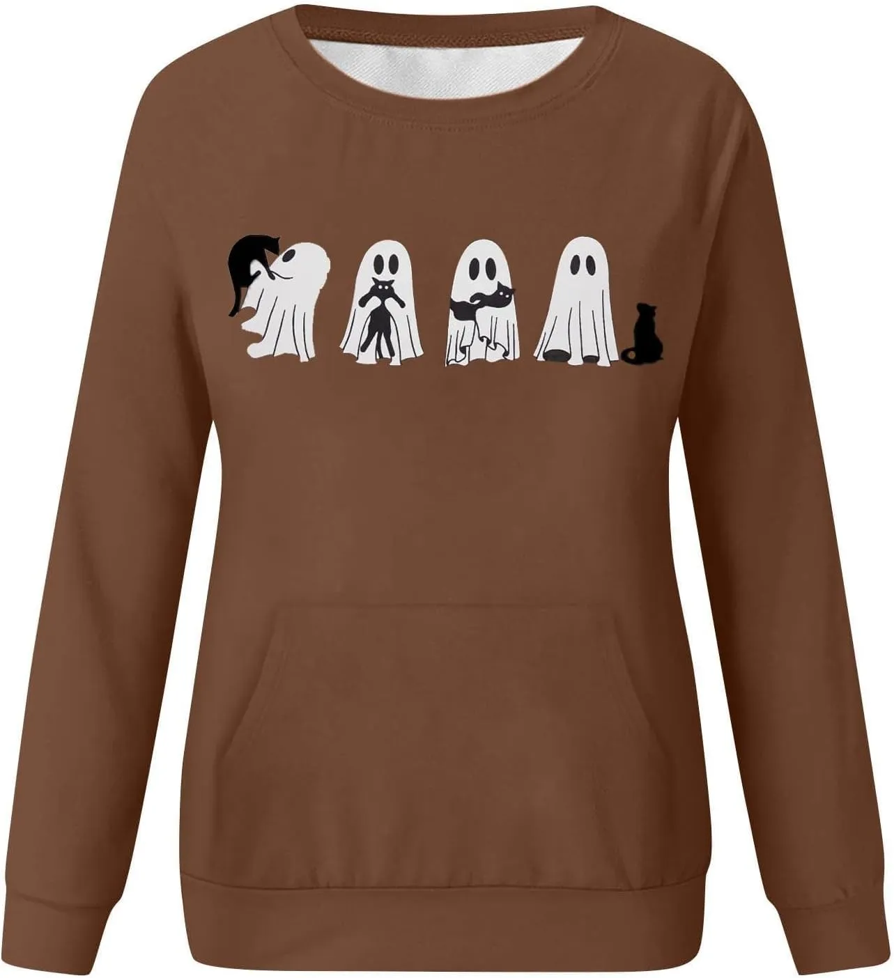 Womens Halooween Sweatshirt Regular Fit Cute Graphic Long Sleeve Crewneck Pullover Tunics Casual Fall Lightweight Top