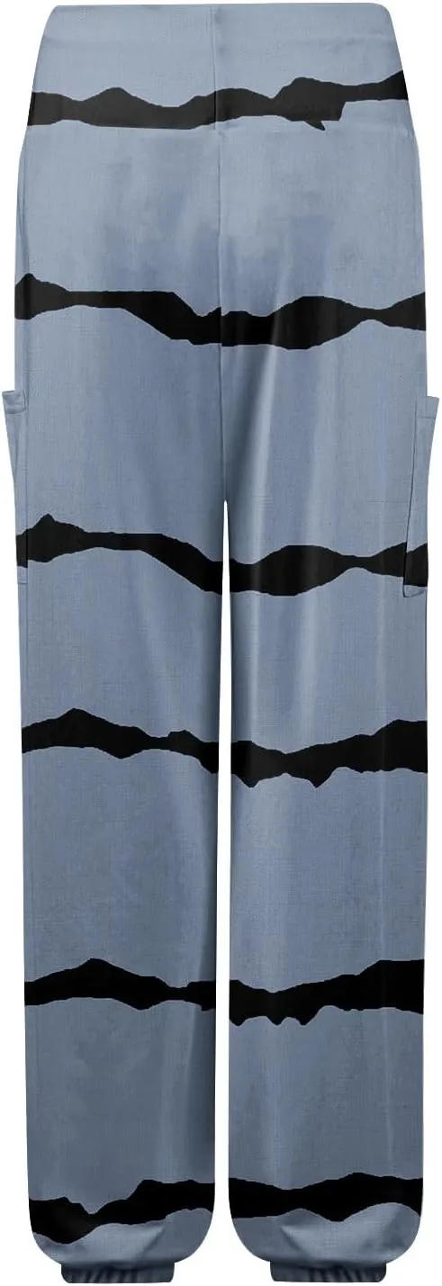 Women's Harem Pants, Hippie Palazzo Pants Boho Joggers High Waist Drawstring Trousers Flowy Clothes Pant with Pockets E0