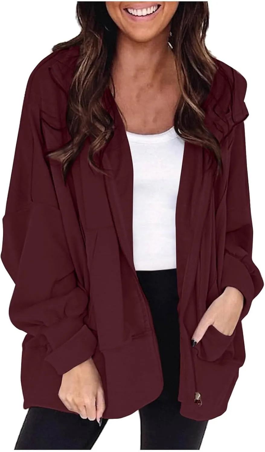 Womens Hoodies Oversized Sweatshirt Loose Casual Long Sleeve Zip Up Fall Outfits Fashion Jackets Outwear with Pockets