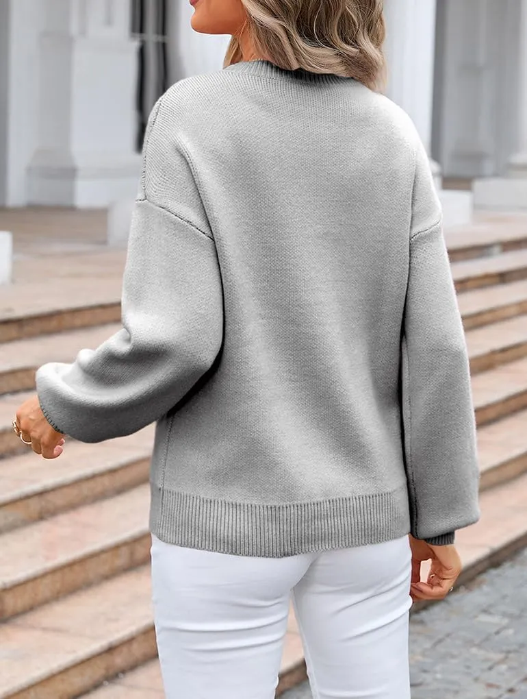 Womens Knitted Pullover Bow Sweater Long Sleeve Crewneck Y2k Casual Bow Top