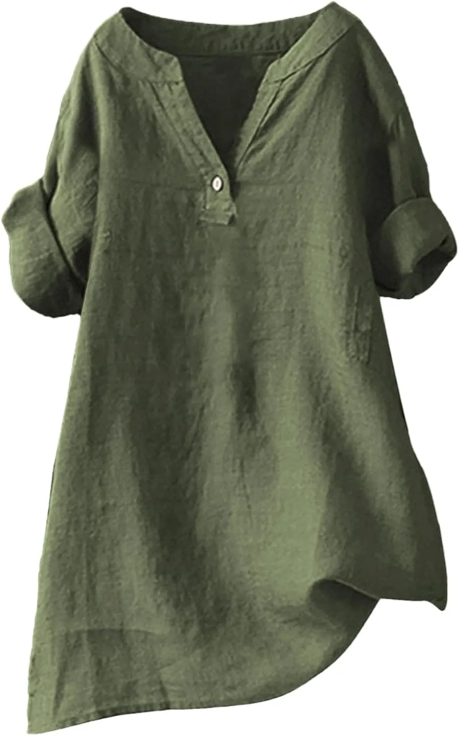 Womens Linen Button Down Shirts V Neck Short Sleeve Oversized Boyfriend Solid Tops Work Blouses Casual Dressy Tunics