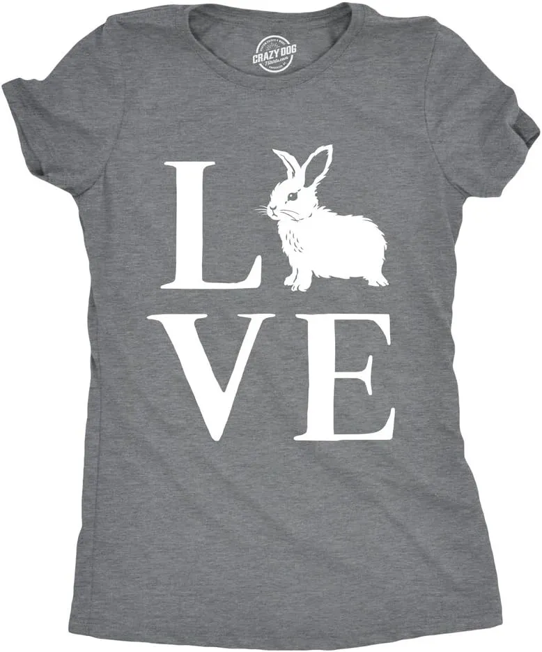 Womens Love Bunny T Shirt Cute Adorable Easter Sunday Rabbit Tee for Ladies