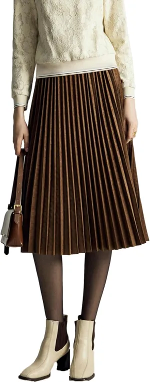 Women's Midi Waisted Pleated Long Skirts for Women Skirt Below Knee Vintage