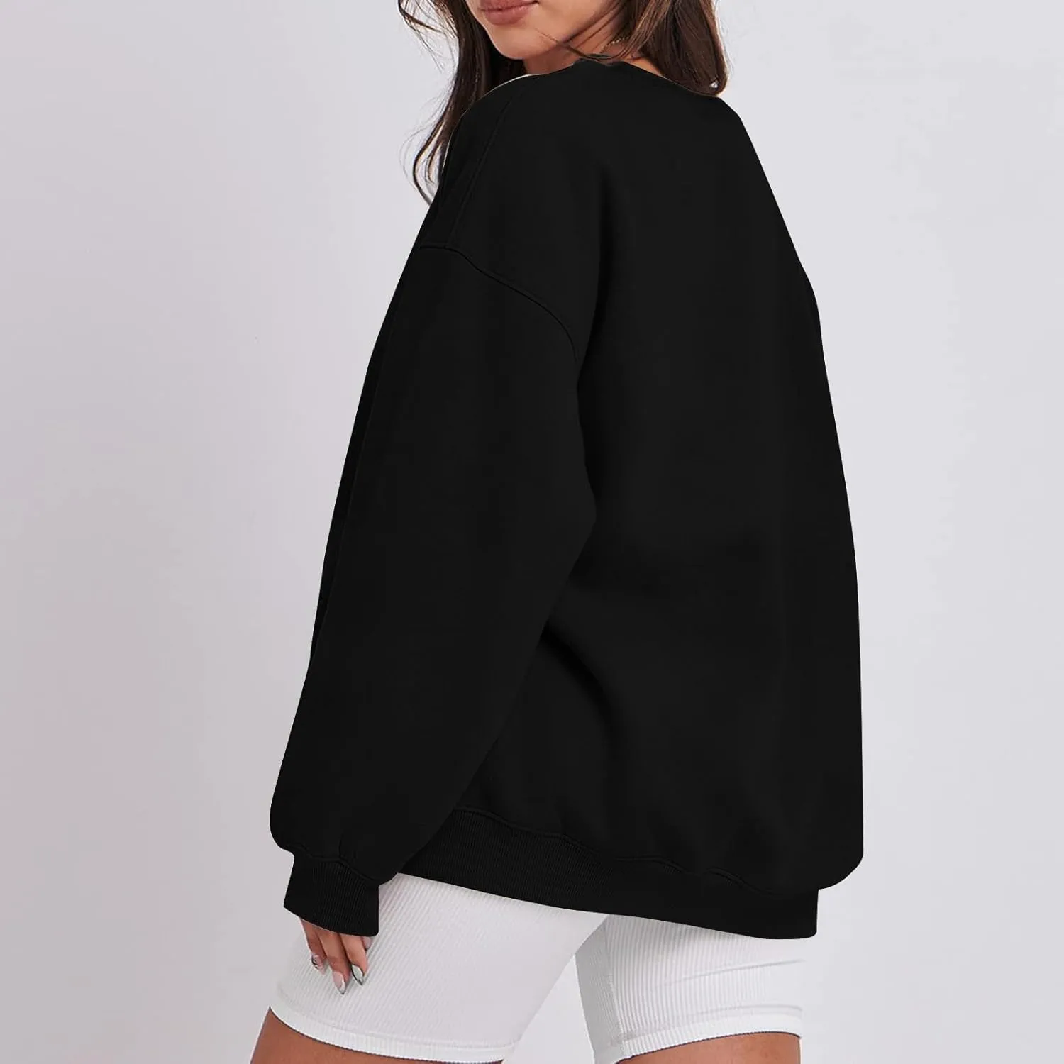 Womens Oversized Sweatshirt Fleece Pullover Comfy Crew Neck Sweatshirt Trendy Y2k Winter Outfits Preppy Clothes